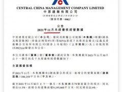 中原建业前11月销售同比增长17.9% 单月省外在管项目面积环比萎缩