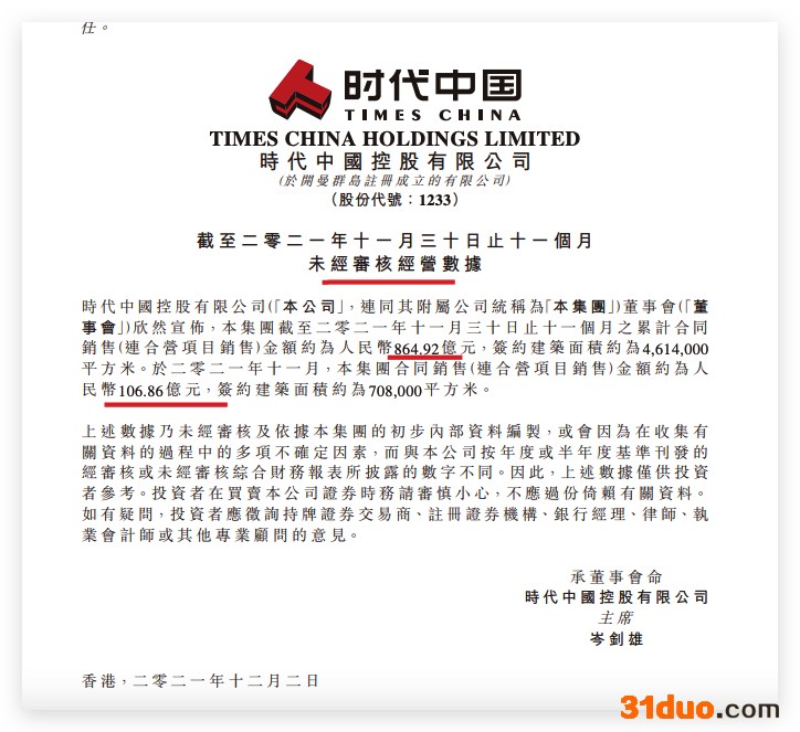时代中国前11月销售额同比增长3.5% 单月销量环比增两成 时代中国前11月销售额同比增长3.5% 单月销量环比增两成