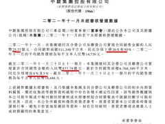 中骏前11月销售额同比增长8%单月跌26% 1200亿年目标或成空