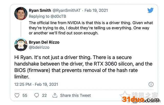 RTX3060显卡BIOS/驱动被破解挖矿限制消息被辟谣