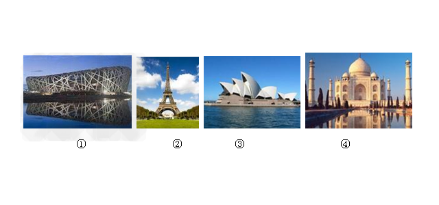 观察下面四幅建筑物图片，关于建筑物③所在国家的叙述，不正确的是[ ]A．被称为“骑在羊背上”的国家 B．属于发展中国家 C．是一个地广人稀的网