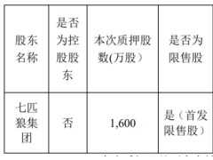 又遭质押1600万股，不足两月厦门银行遭第四大股东七匹狼集团两次质押股份