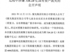 紫光集团资产重整遭董事长赵伟国反对，称重整方案将直接造成当期734亿元国有资产流失，已向多部门实名举报
