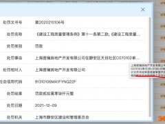 上海晋镧房地产因建设工程违规被超20万 其系华发股份间接的控股子公司