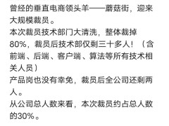 技术部门80%整体30%！蘑菇街被爆大裁员，工作人员称“等官方通知”