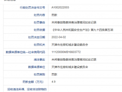 中铁(天津)轨道交通投资建设有限公司因未如实记录事故隐患排查治理情况遭罚