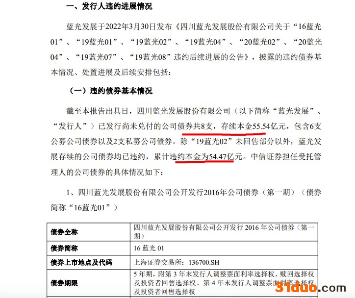 蓝光发展：已完成资产和负债底数的摸排形成了风险化解方案雏形