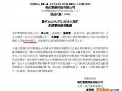 美的置业前3月销售额同比减少49% 单月同比减少63.9%