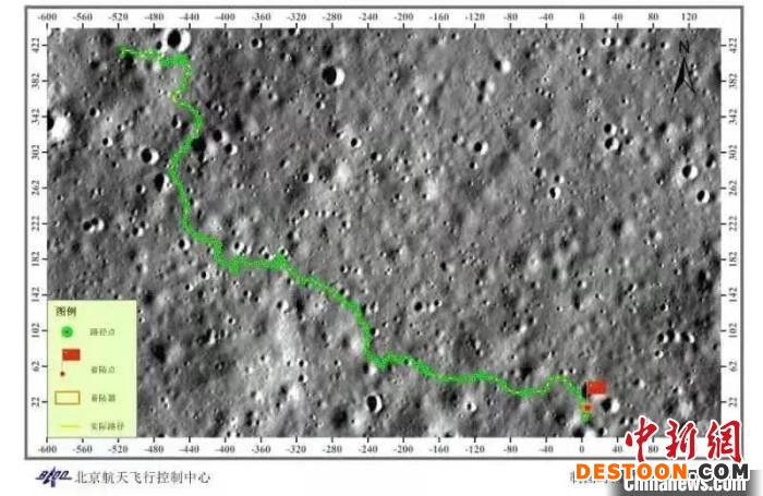 嫦娥四号巡视器前41月昼行驶路线图 哈工大提供