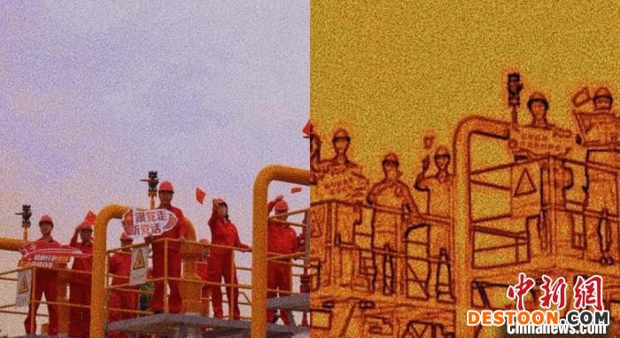 版画中的石油人。 川中油气矿 供图