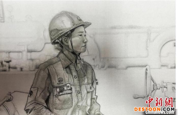 素描中的川中石油人。 川中油气矿 供图