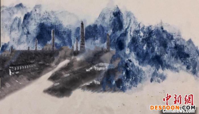 水墨画中的绿色气矿。 川中油气矿 供图