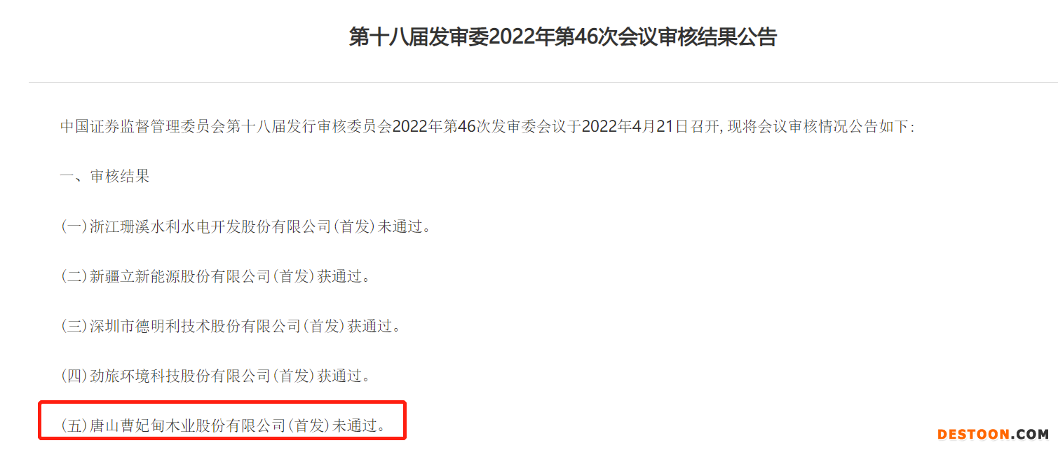 木业股份IPO上会被否：木材加工配套服务收入占比下降 遭发审委质疑与产业定位是否匹配