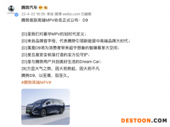 腾势汽车公布其首款高端MPV命名：D9