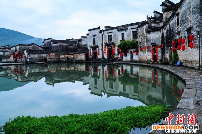 春雨之后，徽派古民居的白墙上显露斑驳苔痕 方龙 摄