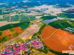 航拍江西五彩乡村春色 水满田畴田园如画