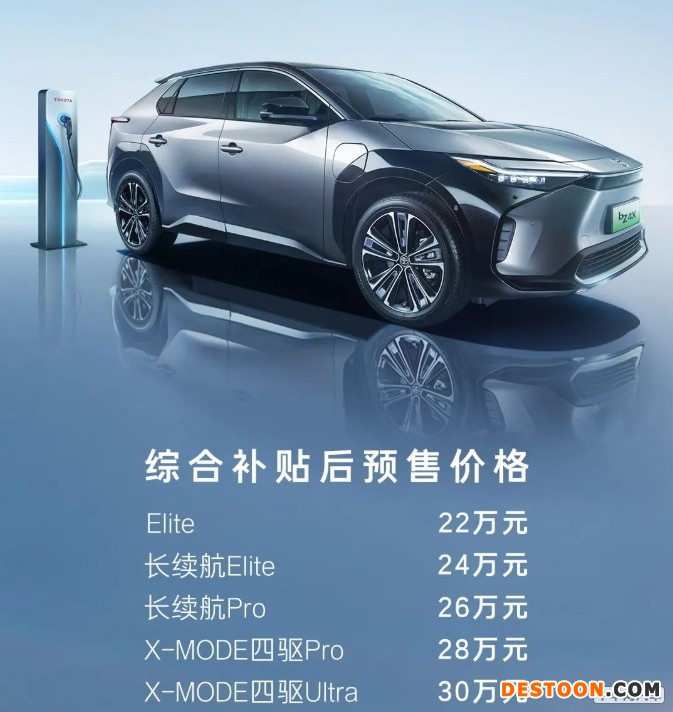 广汽丰田bZ4X开启预售 22万起/续航615公里