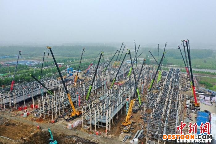 航拍合肥市肥东县健康驿站EPC应急工程项目施工现场。 刘玉才 摄