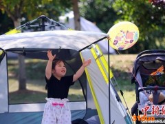 南京市民“安营扎寨”悠闲过假期