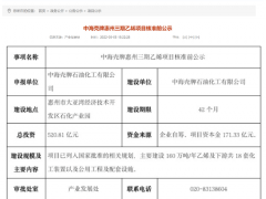 总投资超520亿！中海壳牌160万吨/年乙烯项目核准前公示