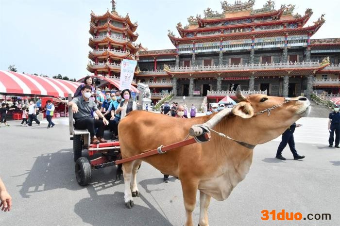 彰化县政府7日在芳苑乡普天宫举办“2022国际海牛文化节”活动。 台湾“中时新闻网”图 吴建辉摄。