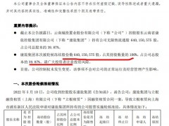 云南城投：控股股东云南康旅集团所持公司6.4亿股被轮候冻结