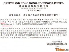 绿地香港前4月合约销售额同比减少56.1%至43.85亿元