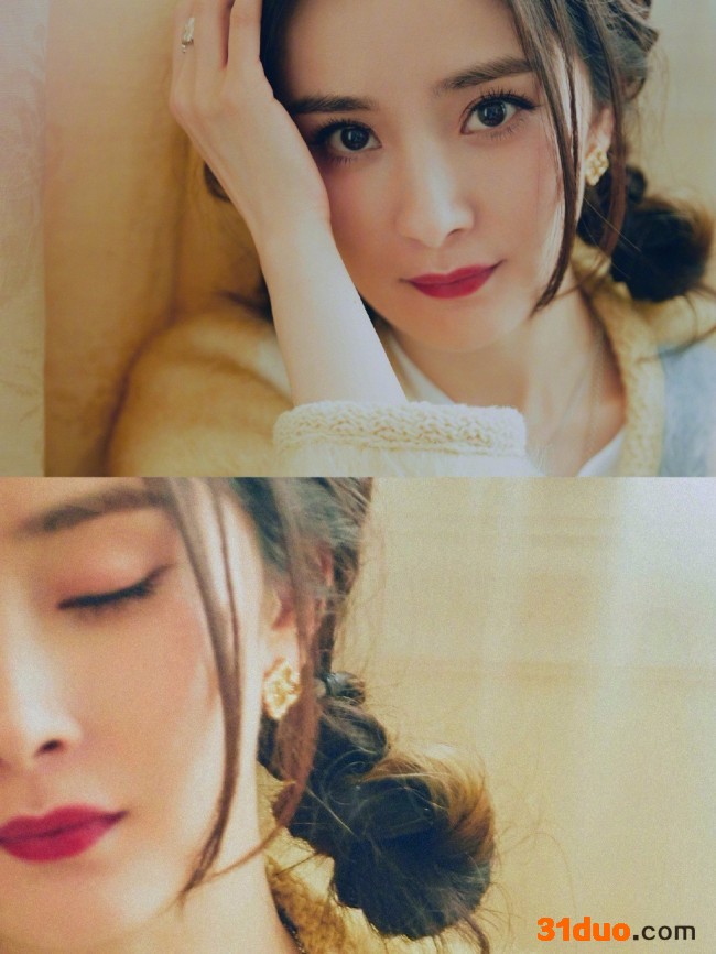 杨幂美照曝光清新甜美 歪头托腮少女感十足
