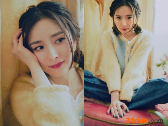 杨幂美照曝光清新甜美 歪头托腮少女感十足