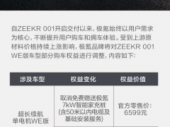 因原材料涨价 极氪001 WE版购车权益再收窄