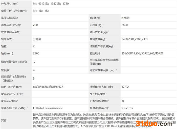 搭载激光雷达 蔚来ES7亮相工信部第356批公示