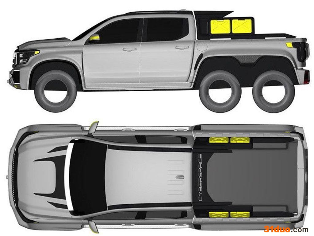 长城炮6x6版本专利图曝光 双排座舱+六轮