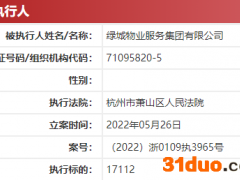 绿城物业服务集团被列为“被执行人”