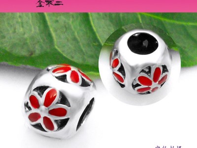 今泊二丨供应彩色花卉一款多戴手链大孔珠潘家DIY转运珠