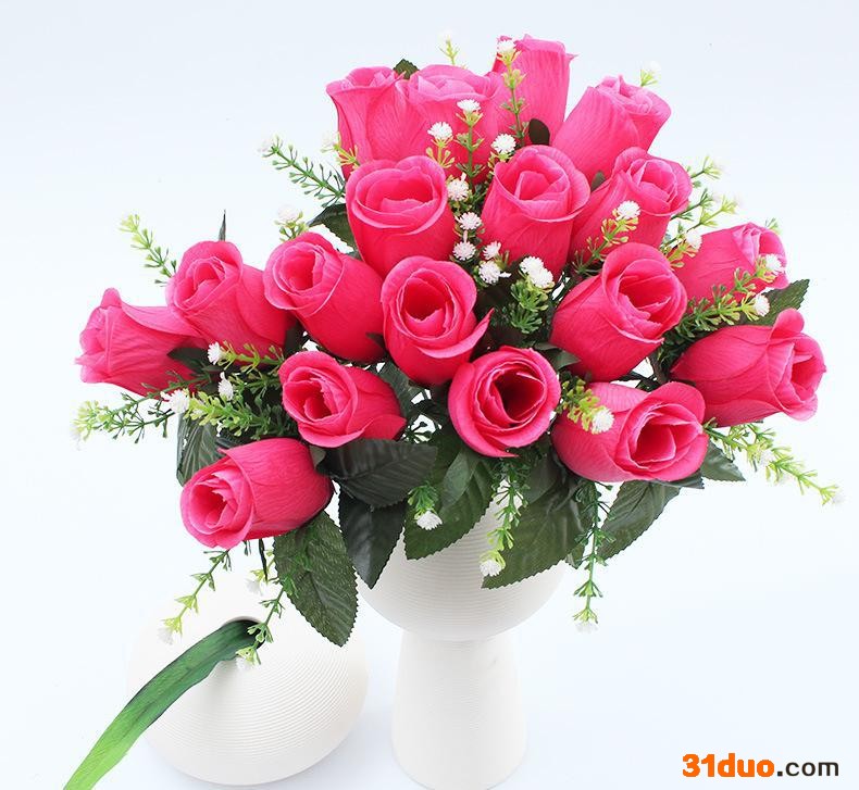 18头玫瑰花/仿真人造花卉绢花/婚庆会场装饰布景/黄色