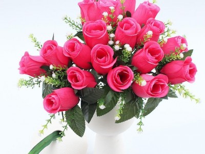 18头玫瑰花/仿真人造花卉绢花/婚庆会场装饰布景/黄色