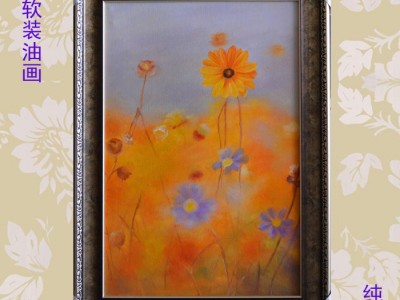 定制\n   风景花卉蒲公英荷花手绘油画 玄关餐厅有框油画 现货折