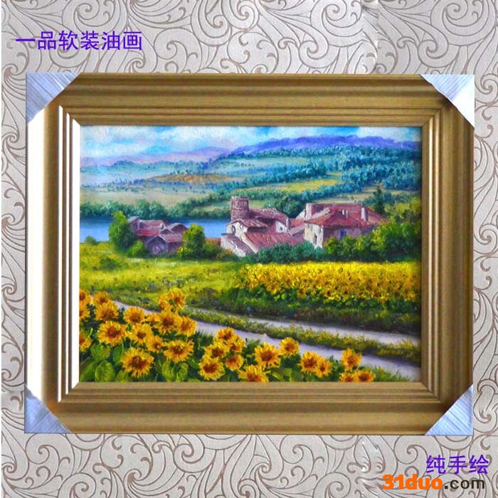 定制\n   玄关餐厅花卉油画 纯手绘向日葵油画 小清新花卉有框油