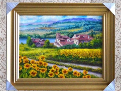 定制\n   玄关餐厅花卉油画 纯手绘向日葵油画 小清新花卉有框油