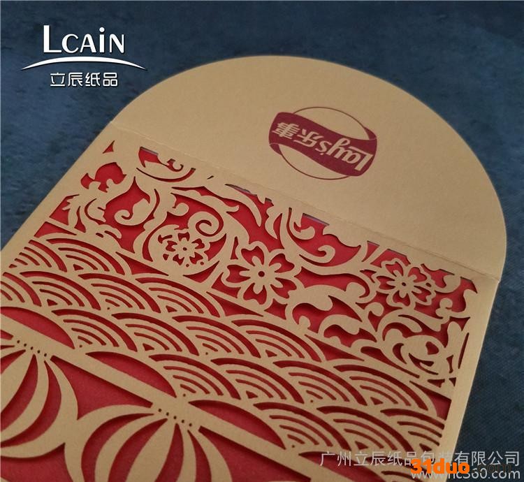 个性圆形花卉新年红包 蝴蝶结烫金工艺 利是封直销定做