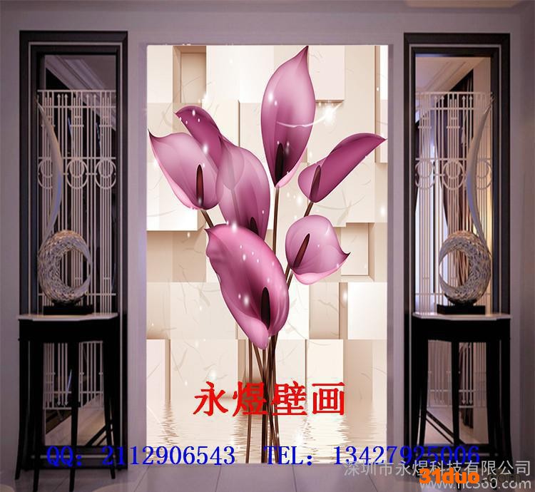 背景墙纸,花卉背景墙纸,花卉墙纸,过道背景墙,过道背景墙纸,3D壁画厂家