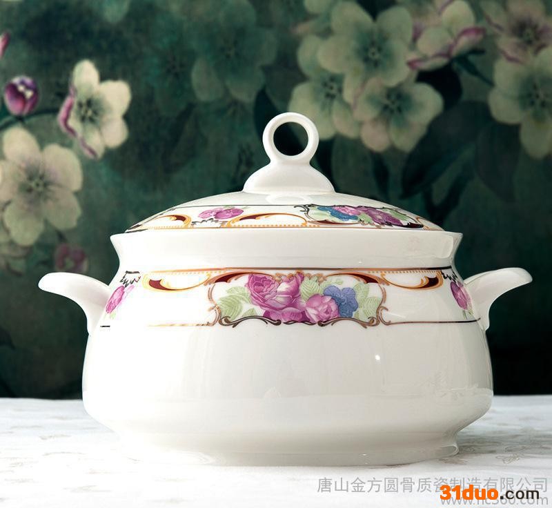 陶瓷盘子碗套装骨质瓷50头餐具套具植物花卉** 欧风花都