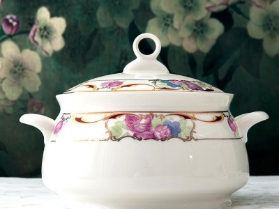 陶瓷盘子碗套装骨质瓷50头餐具套具植物花卉** 欧风花都