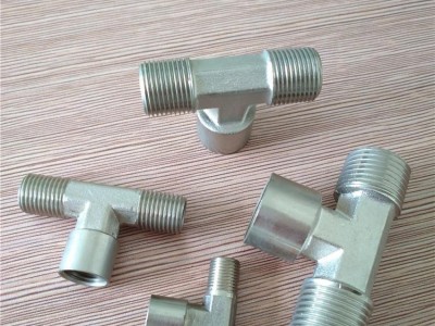 直销中间内丝两边外丝 黄铜镀镍内外丝T型三通气动快速接头