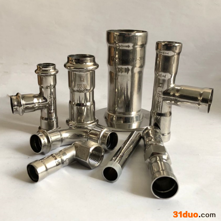 卡压环压不锈钢三通直通弯头给水燃气管用环压不锈钢管四通活接内丝内丝弯头堵帽燃气用焊接薄壁不锈钢水管 等径弯头