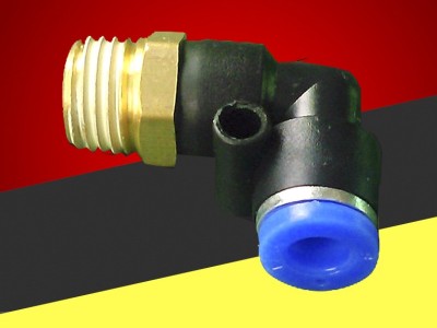 黑色铜塑直角弯头 6气管1分螺纹快速插头M5快接插头