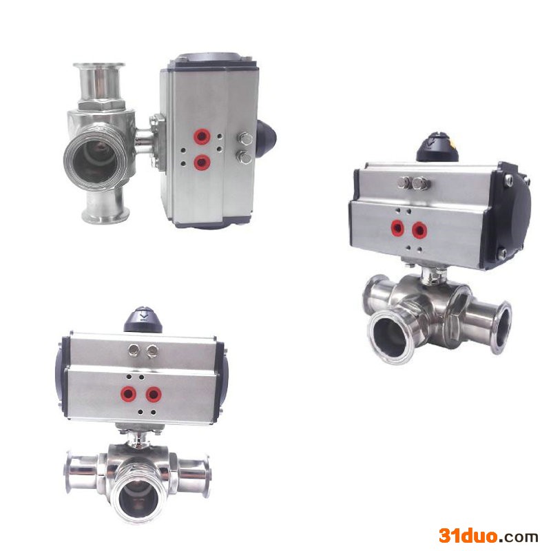 快装气动三通球阀 卫生级气动球阀