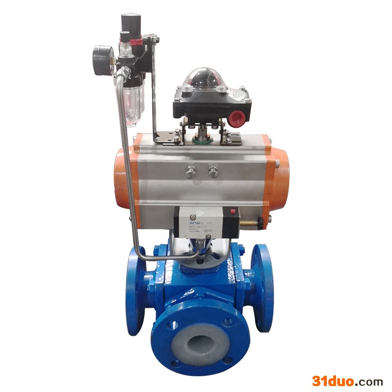 科茂自动化阀门 气动三通球阀 气动三通法兰式球阀 气动三通球阀厂家销售