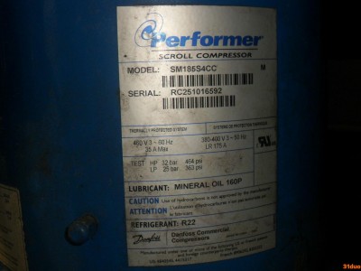 空调制冷配件DANFOSS丹佛斯涡旋压缩机SM185