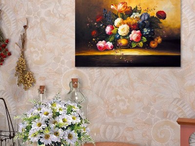 客厅花卉推拉式电表箱装饰画玄关遮挡画配电箱无框画壁画